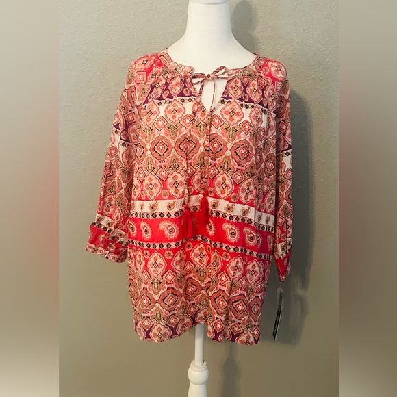 NEW Unique Spectrum Blouse Women’s size Medium BOHO Top Shirt NWT - Picture 3 of 13